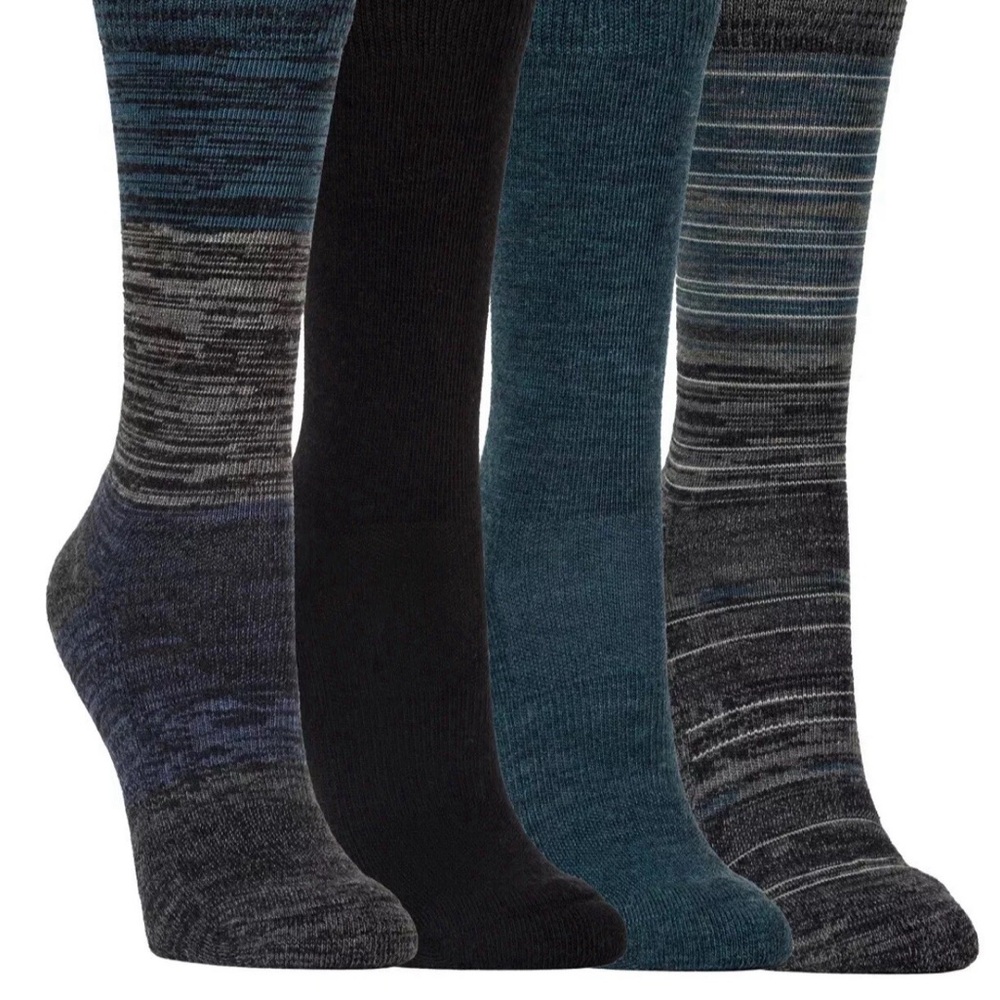 4 Pairs Kirkland Signature Women Ladies Extra Fine Merino Wool Blend Crew Socks